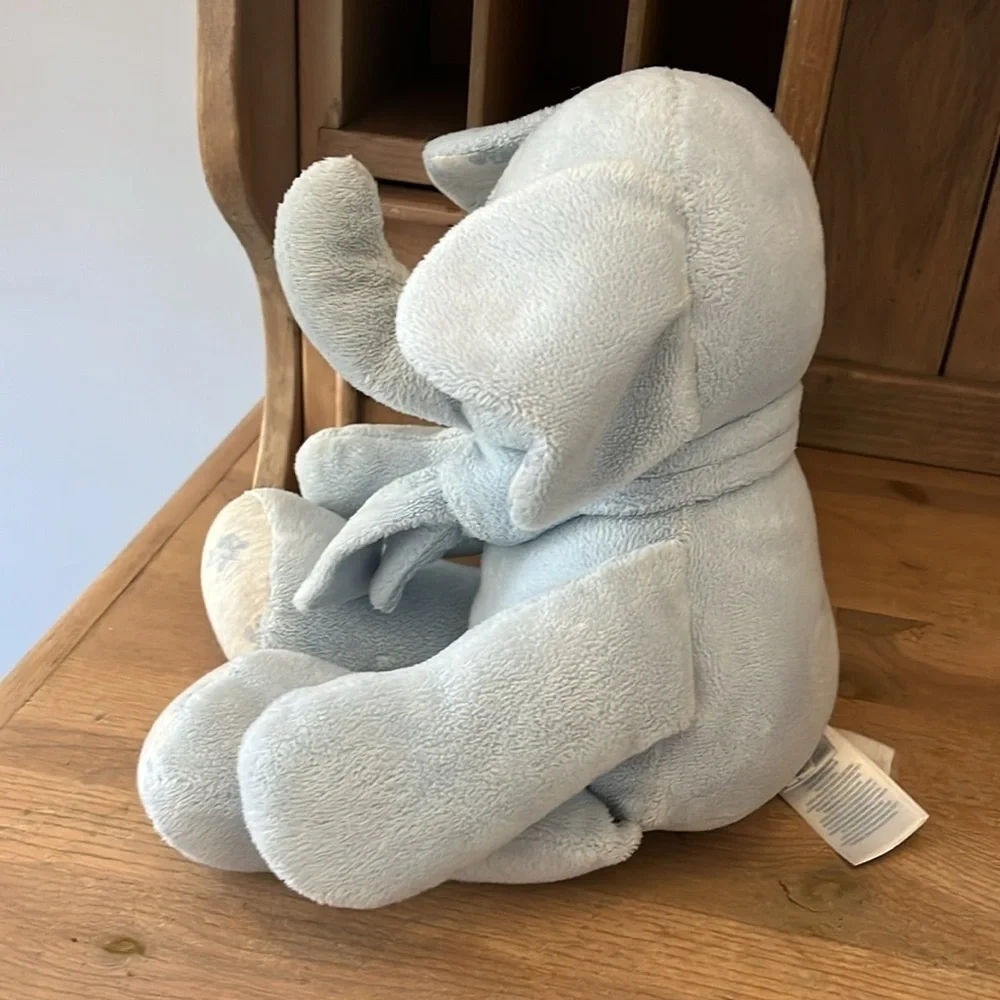 Ralph Lauren Plush Elephant Stuffed Animal Blue Horse Logo 14” Long